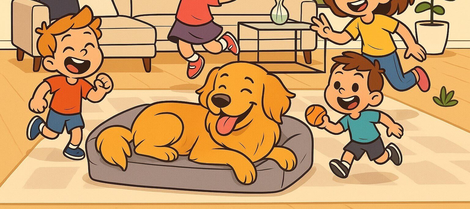 Golden retriever relaxing peacefully on the PetFusion Ultimate Dog Bed with orthopedic memory foam