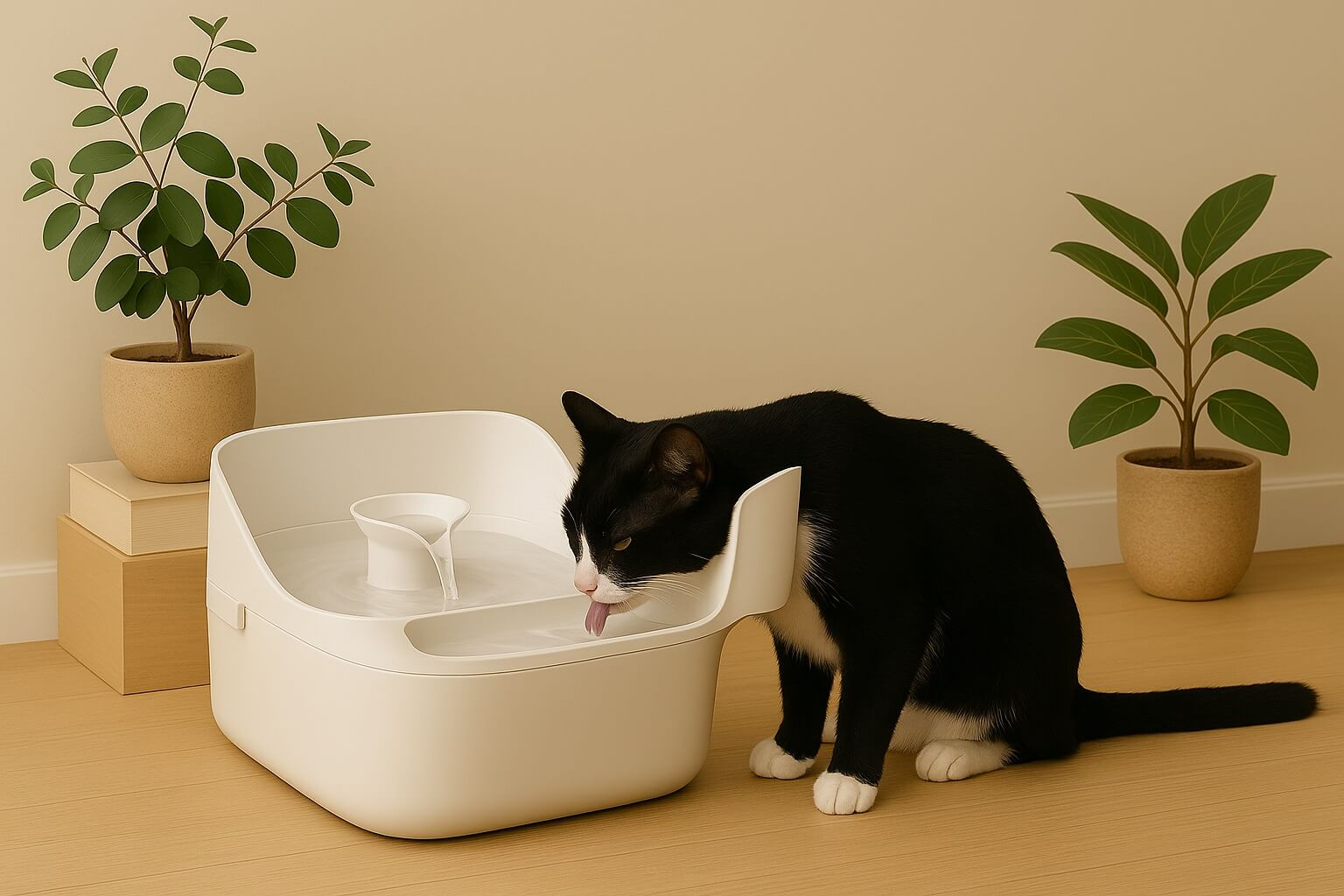Pet drinking from smart water fountain designed for daily hydration
