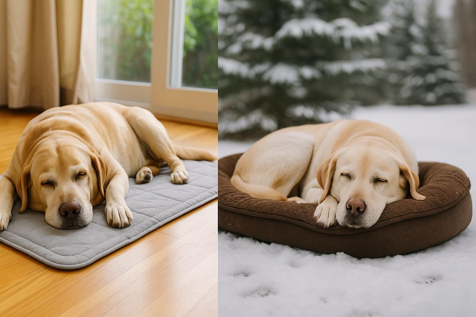 Dog beds adapted for hot and cold climates – cooling mat and warming bed