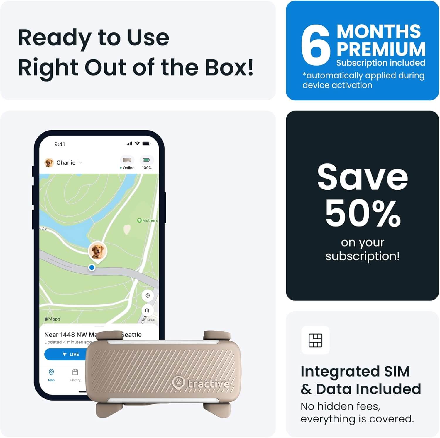 Tractive GPS Dog Tracker unboxed with smartphone app, built-in SIM and 6-month premium subscription