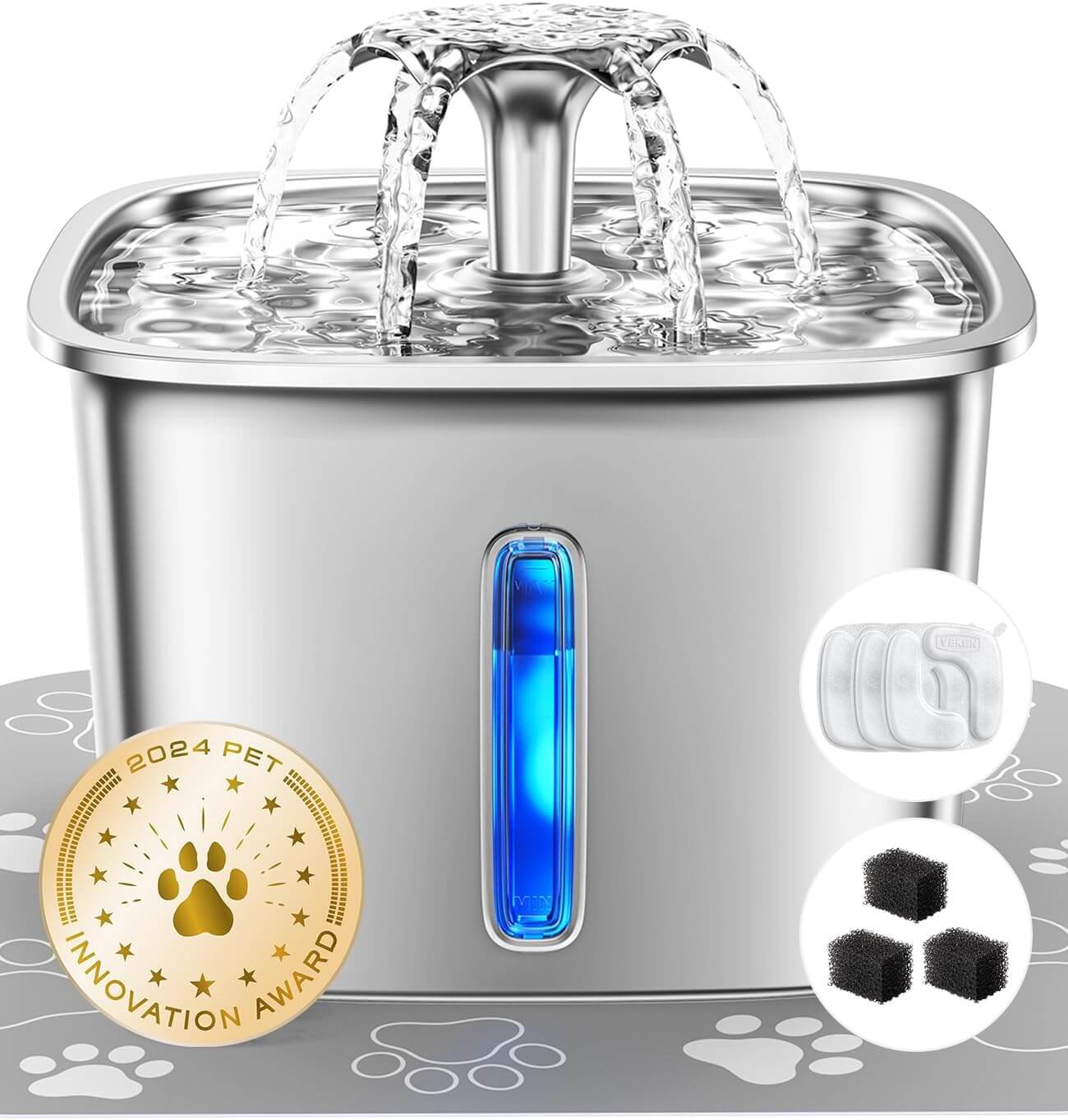 Veken Pet Fountain – Award-winning cat fountain with triple filtration and silent pump