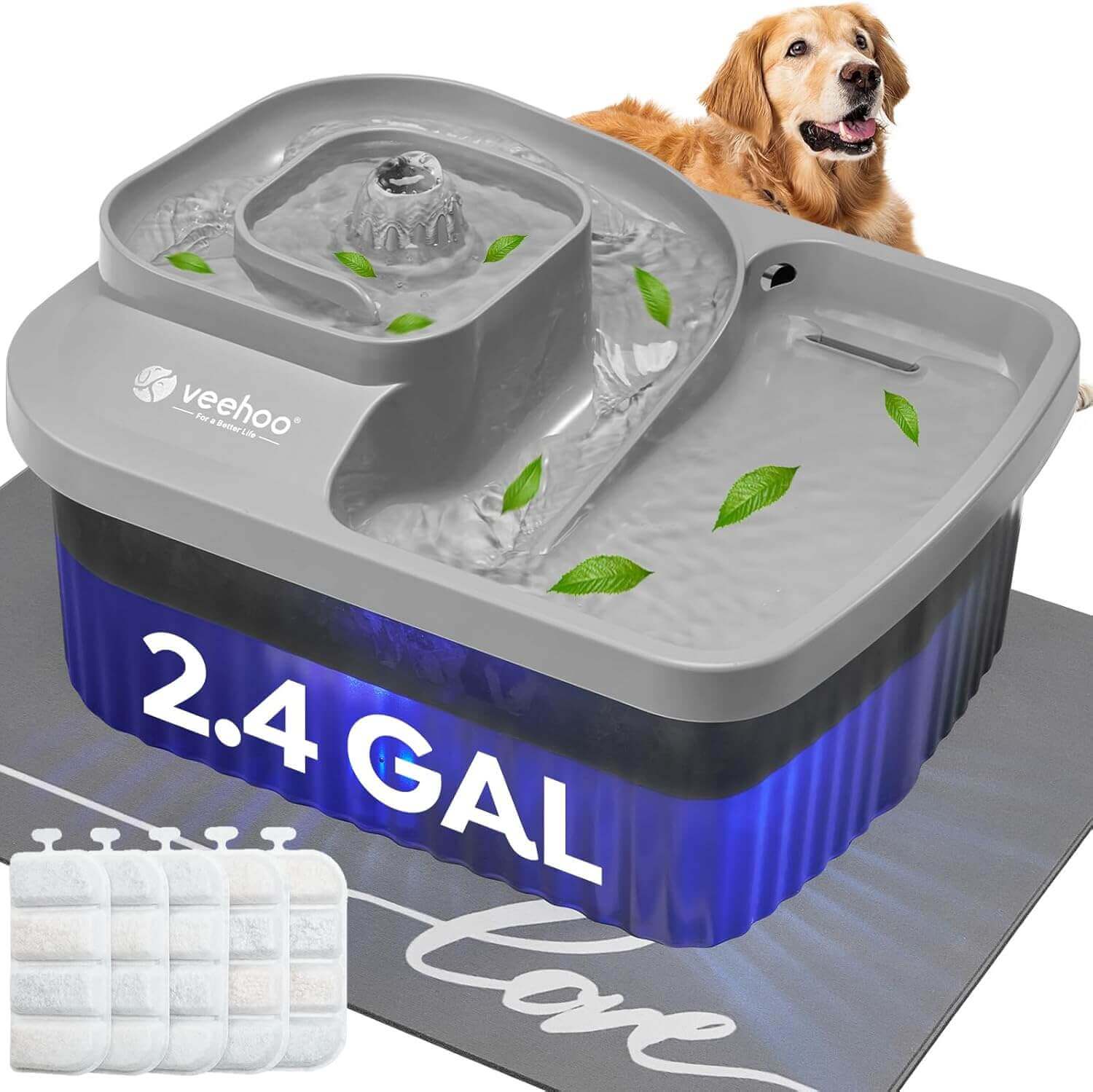 Veehoo Dog Water Fountain – Elevated outdoor pet fountain with splash protection