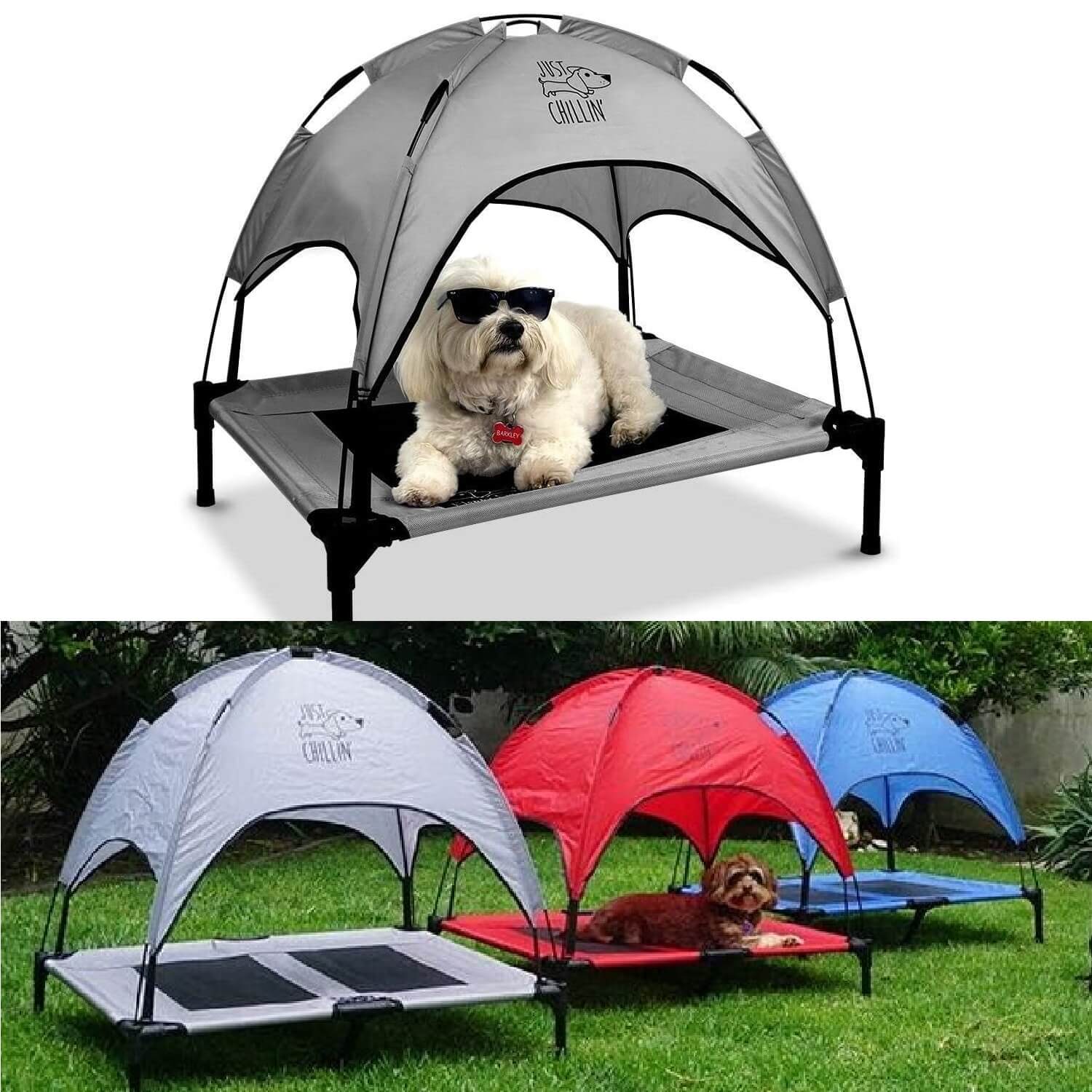 Floppy Dawg Just Chillin' Elevated Dog Bed with Canopy – Shade and Comfort for Hot Days