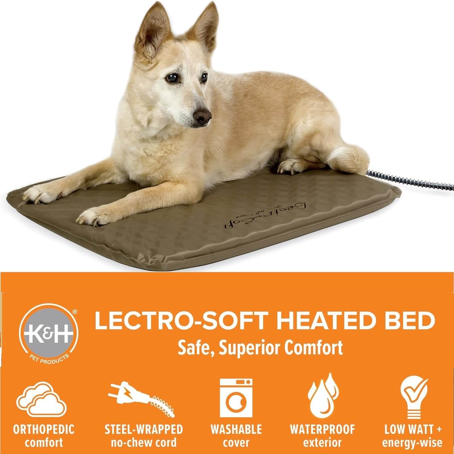 Outdoor heated dog bed with orthopedic support – K&H Lectro-Soft