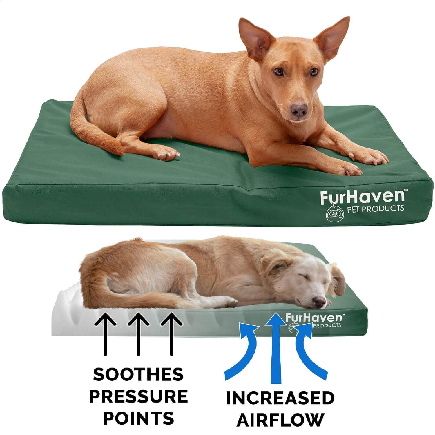 Furhaven Water-Resistant Outdoor Dog Bed – Orthopedic flat mattress for patios and porches