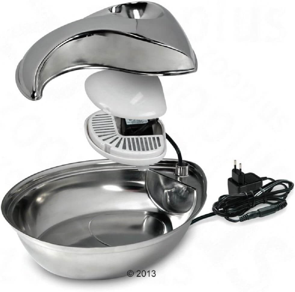 Pioneer Pet Fountain unboxed with stainless steel bowl, pump and filter