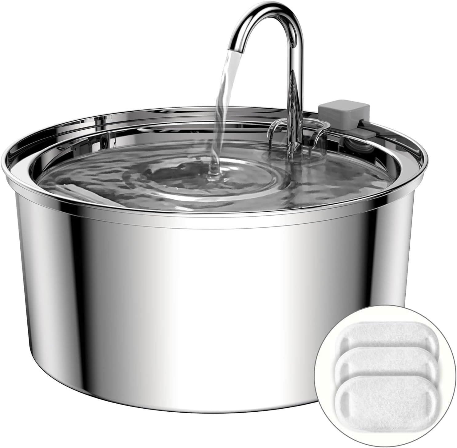 TOMXCUTE Cat Water Fountain – Ultra-Quiet Stainless Steel Hydration for Pets