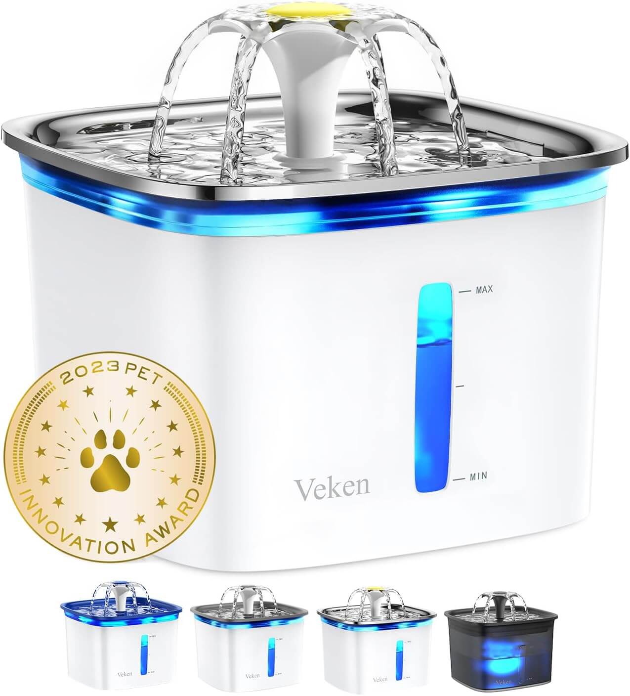 Veken Pet Water Fountain 95oz – Quiet, BPA-Free with Multi-Stage Filtration