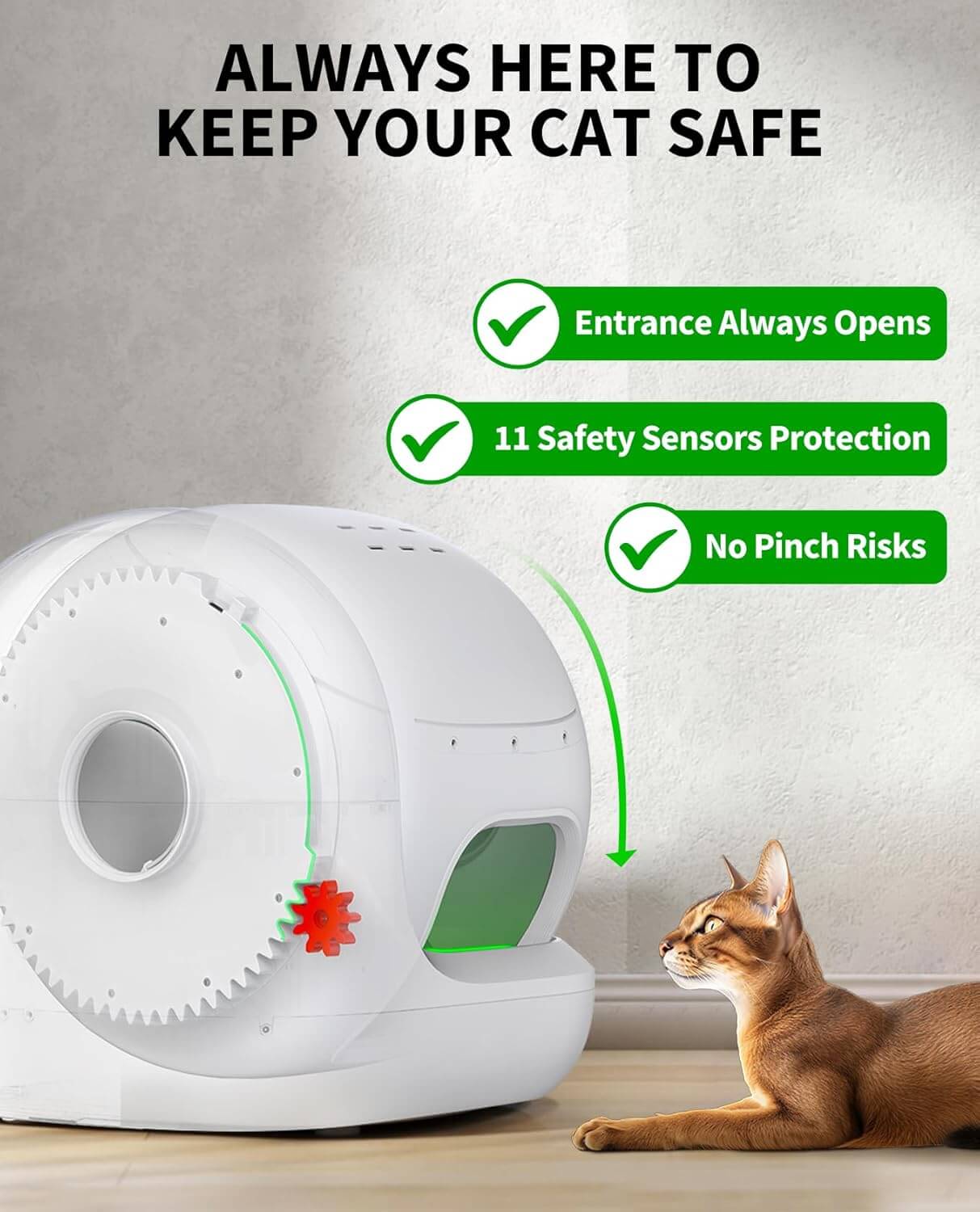 PETKIT PuraMax 2 self-cleaning litter box showing how it separates waste using rotating drum