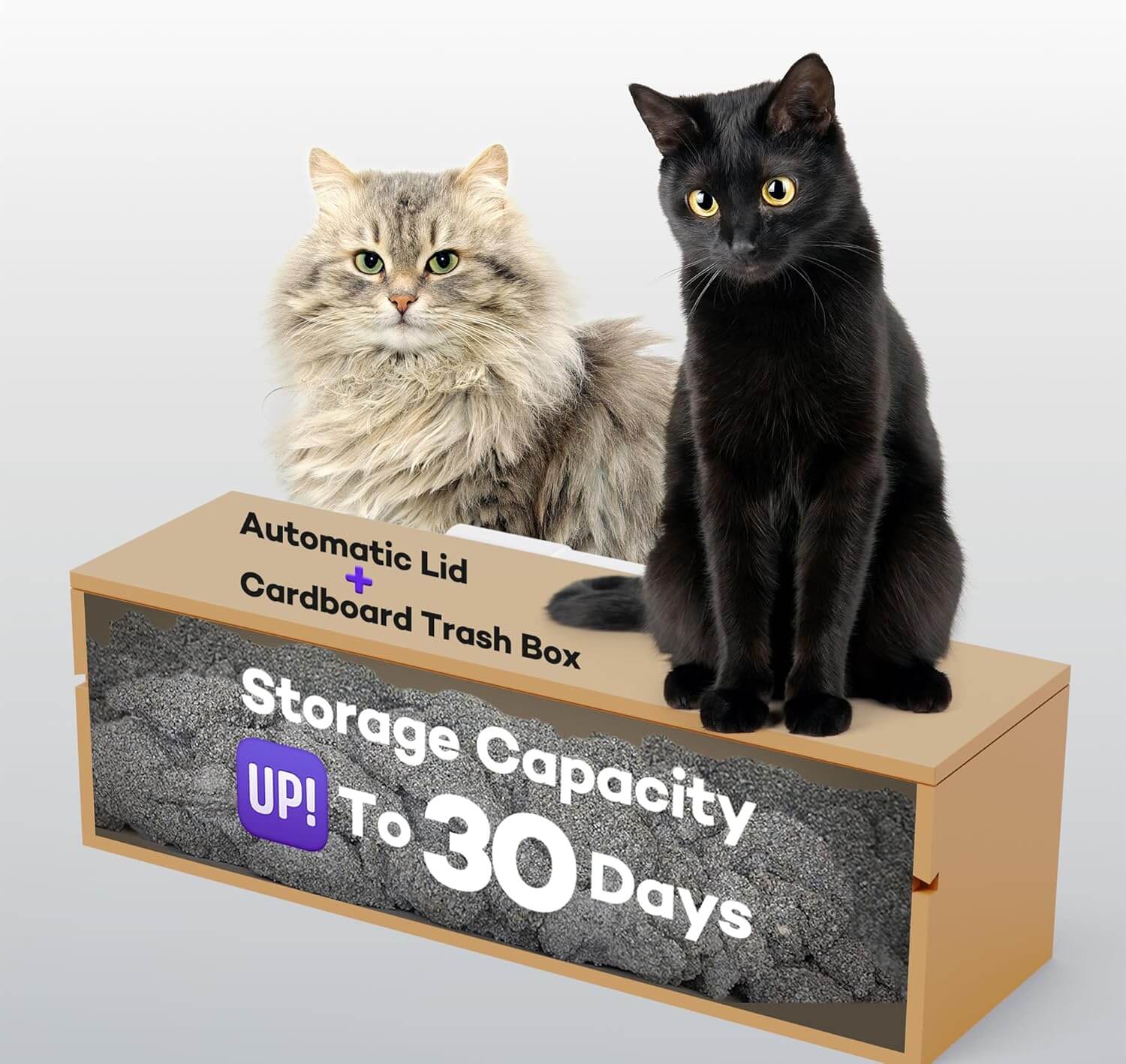 Popur X5 Litter Box package contents: self-cleaning unit, waste liners, power adapter, app guide and manual
