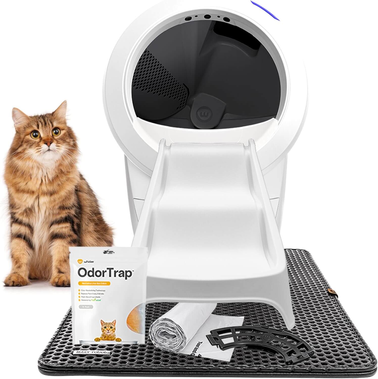 Litter-Robot 4 self-cleaning litter box with app control, ramp, and OdorTrap pack