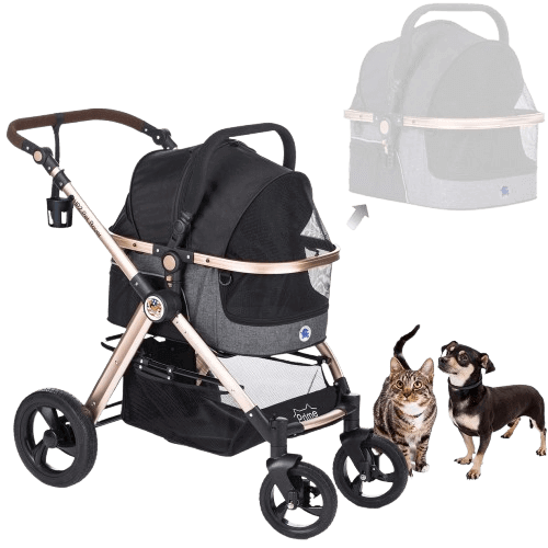 HPZ Pet Rover Prime 3-in-1 stroller with pets and detachable carrier