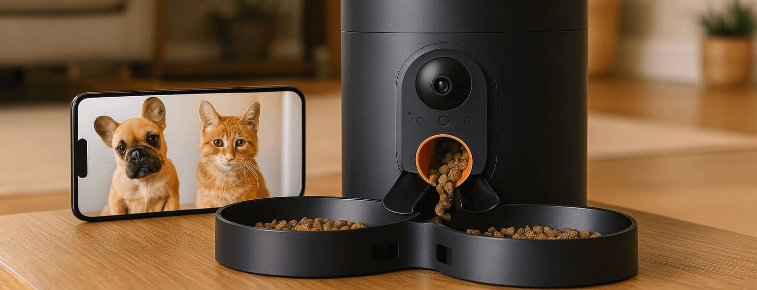 WOPET Automatic Pet Feeder with smartphone monitoring – Wi-Fi enabled smart dispenser for dogs and cats
