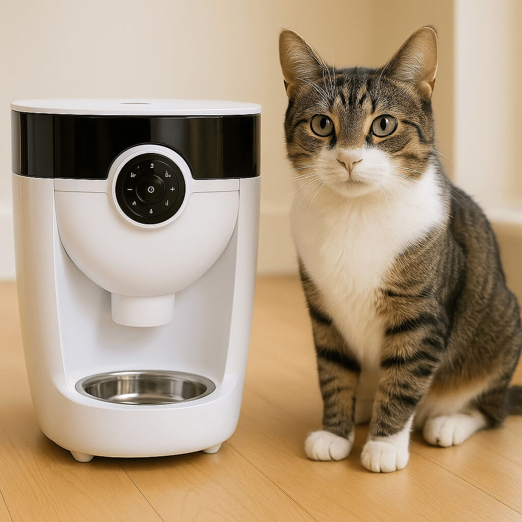 Whisker Feeder-Robot premium automatic cat feeder with Wi-Fi control, real-time portion scheduling, and modern anti-jam design – 2025