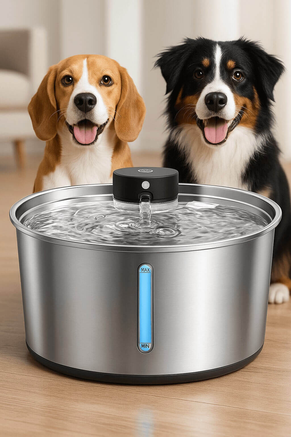 Veken large capacity dog water fountain with triple filtration – stainless steel design for medium to large breeds