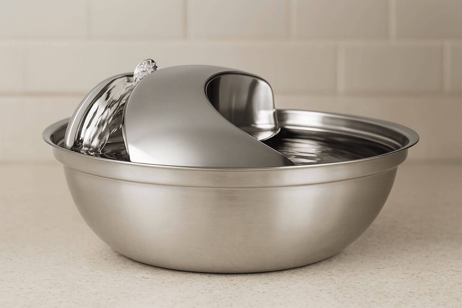 Pioneer Pet Stainless Steel Fountain – Raindrop design water dispenser for cats and dogs, 60 oz capacity, quiet stainless steel bowl