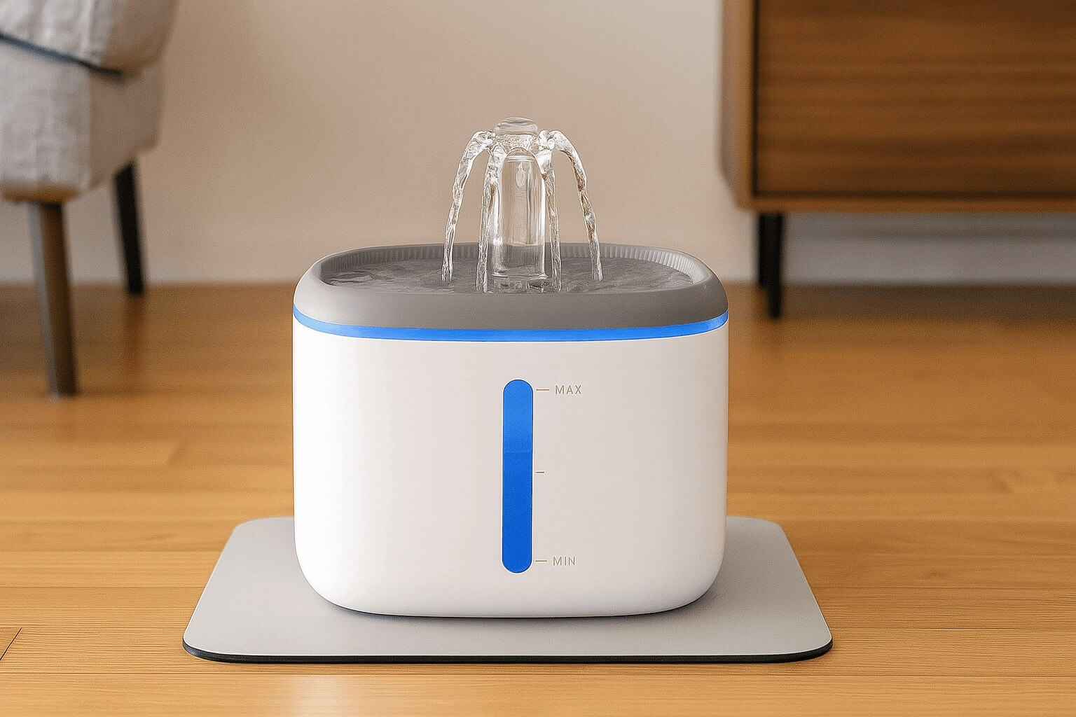 Large capacity ultra-quiet pet water fountain with adjustable flow and dual filtration for cats and dogs