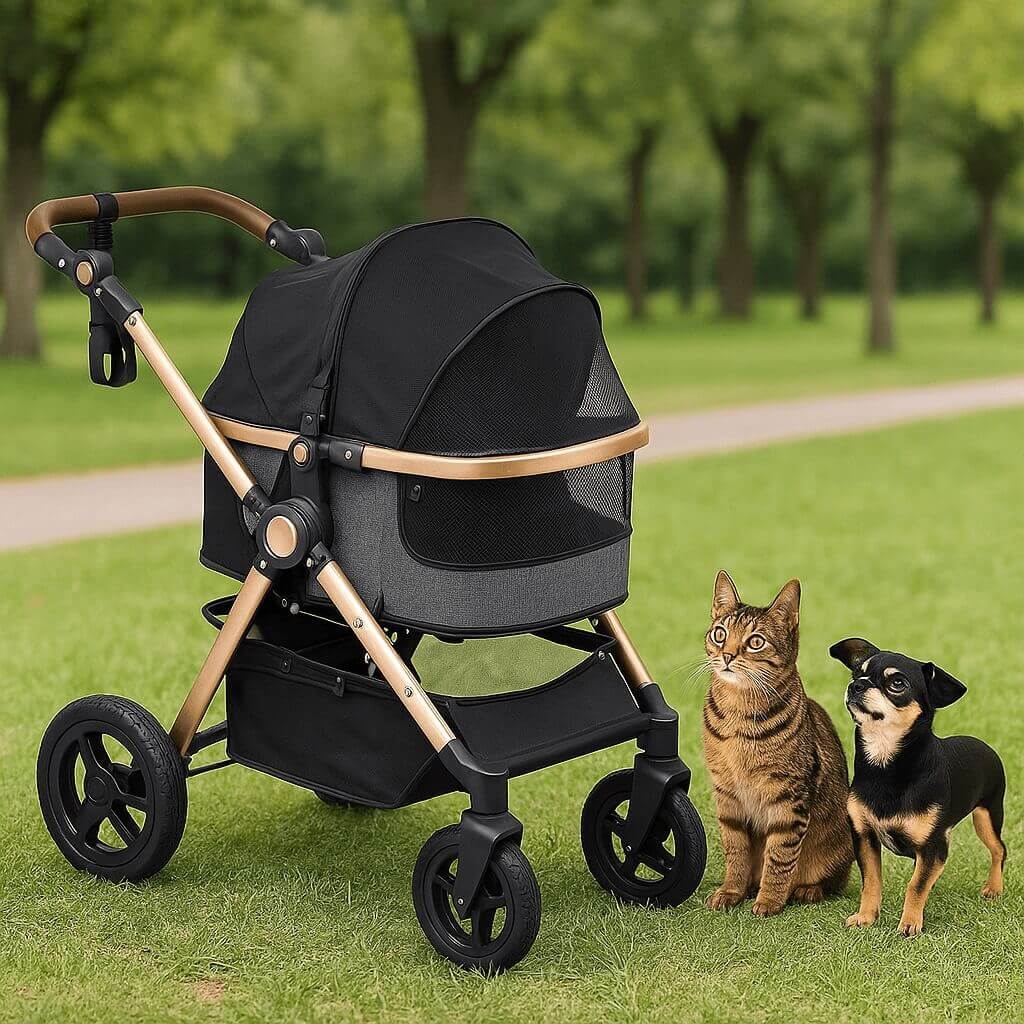 HPZ Pet Rover Prime luxury dog stroller for large breeds in park