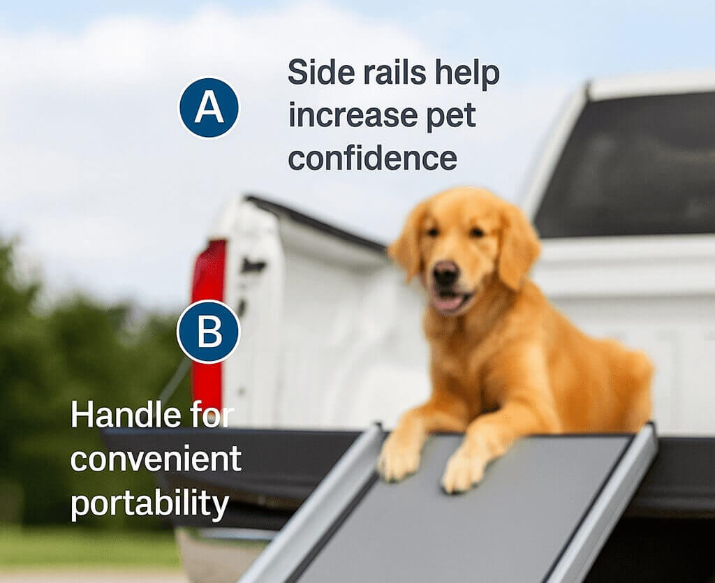 How the PetSafe Telescoping Dog Ramp works – lightweight, adjustable ramp with non-slip surface and side rails for dogs