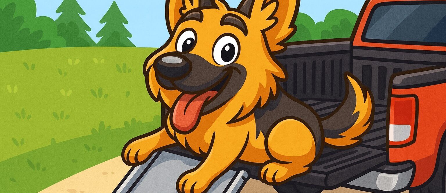 Happy dog using the PetSafe Telescoping Dog Ramp – safe and easy access to cars, trucks and SUVs