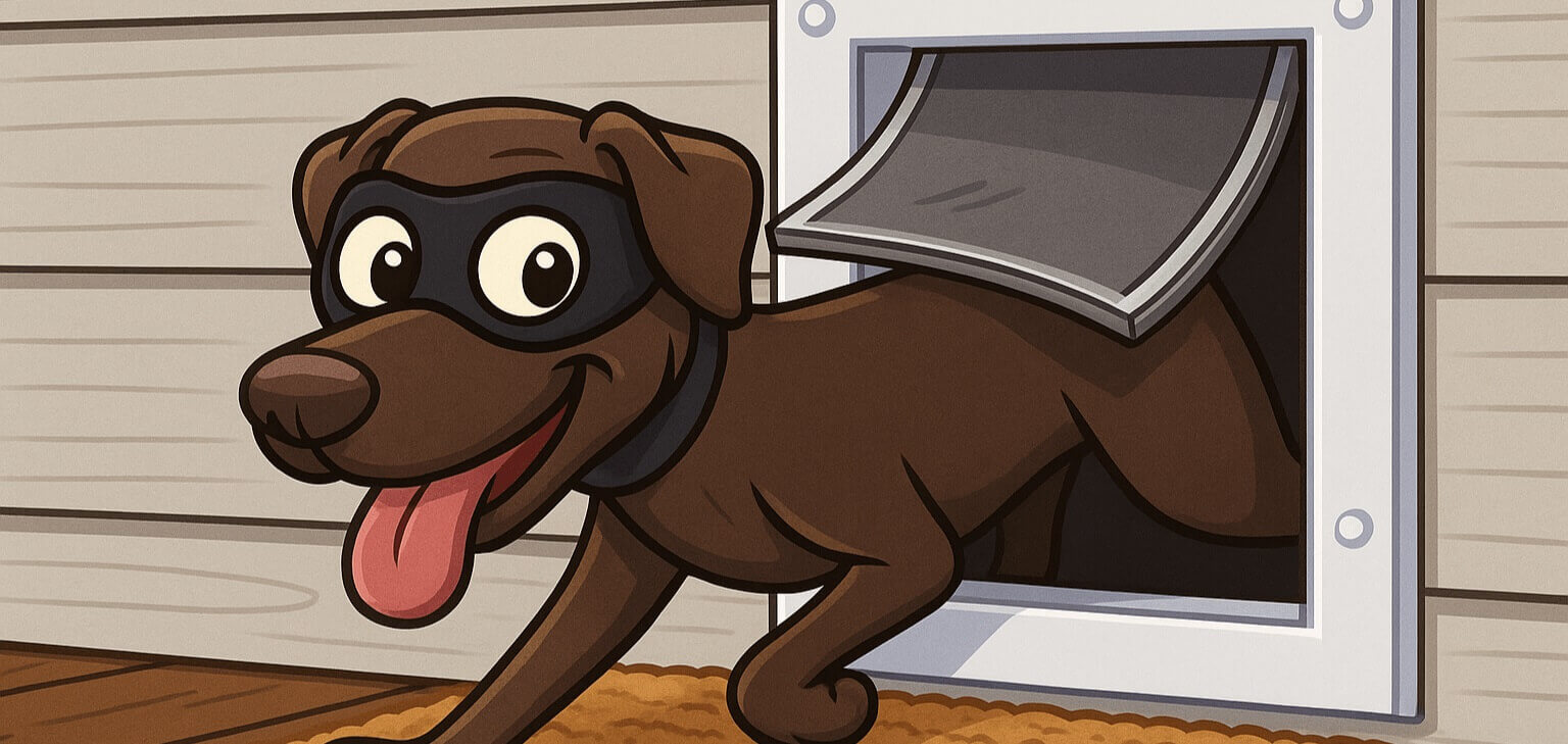 Happy pet using the PetSafe Wall Entry Door – safe, weatherproof and convenient access for cats and dogs