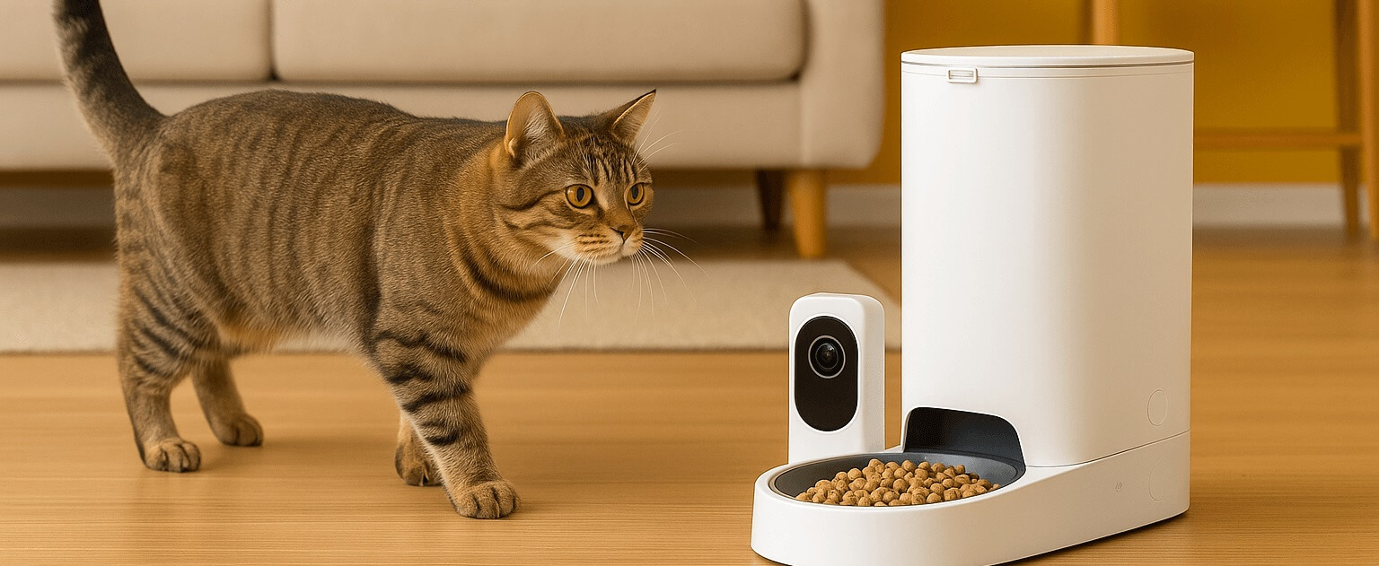 PETKIT Compact Automatic Feeder with camera, 2-way audio, and sleek single-hopper design for cats and small dogs – smart feeding 2025