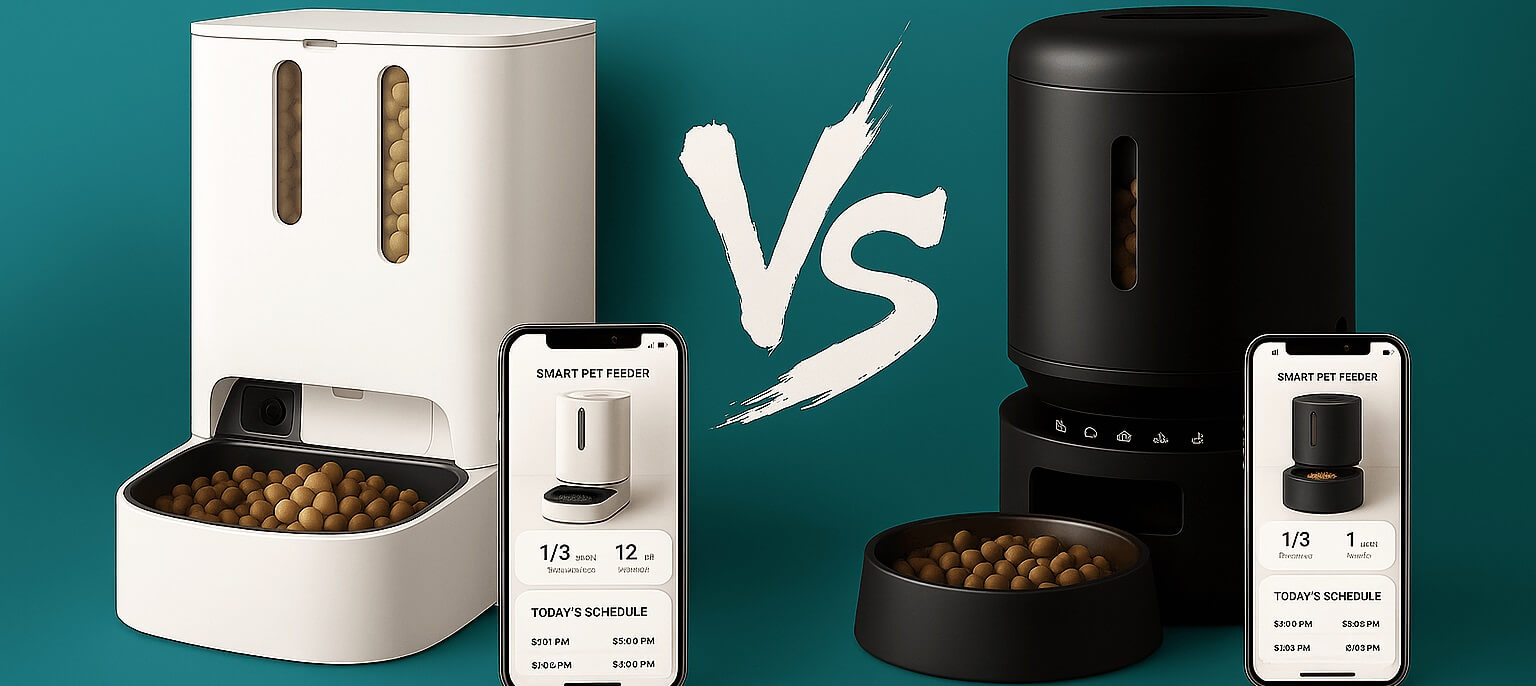 PETLIBRO vs PETKIT automatic feeders — smart pet feeder comparison 2025.
