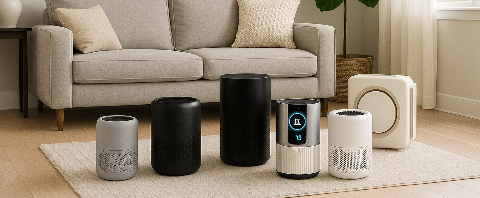 Best air purifiers for pets 2025 — modern home with different air purifiers to reduce pet dander, odors and hair