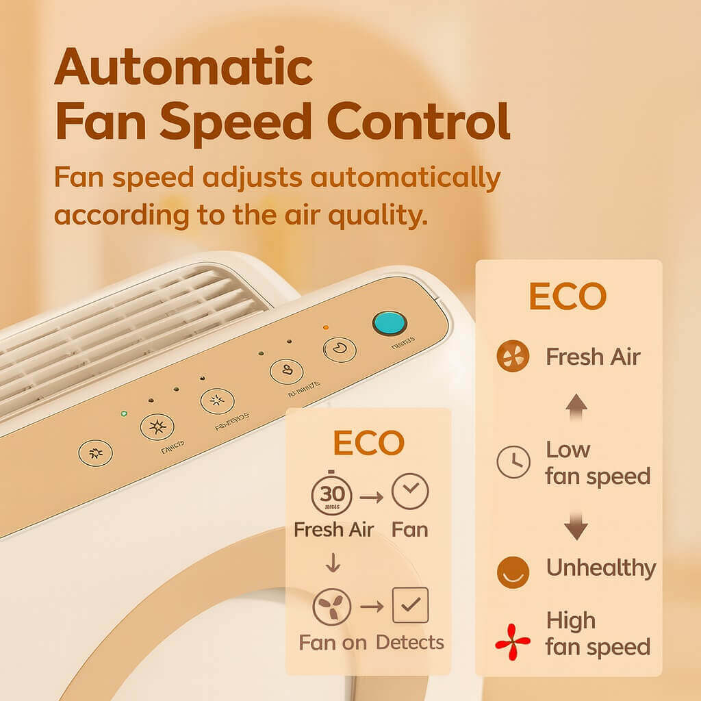 Shark HP102PET Air Purifier ECO mode for fresh air and pets