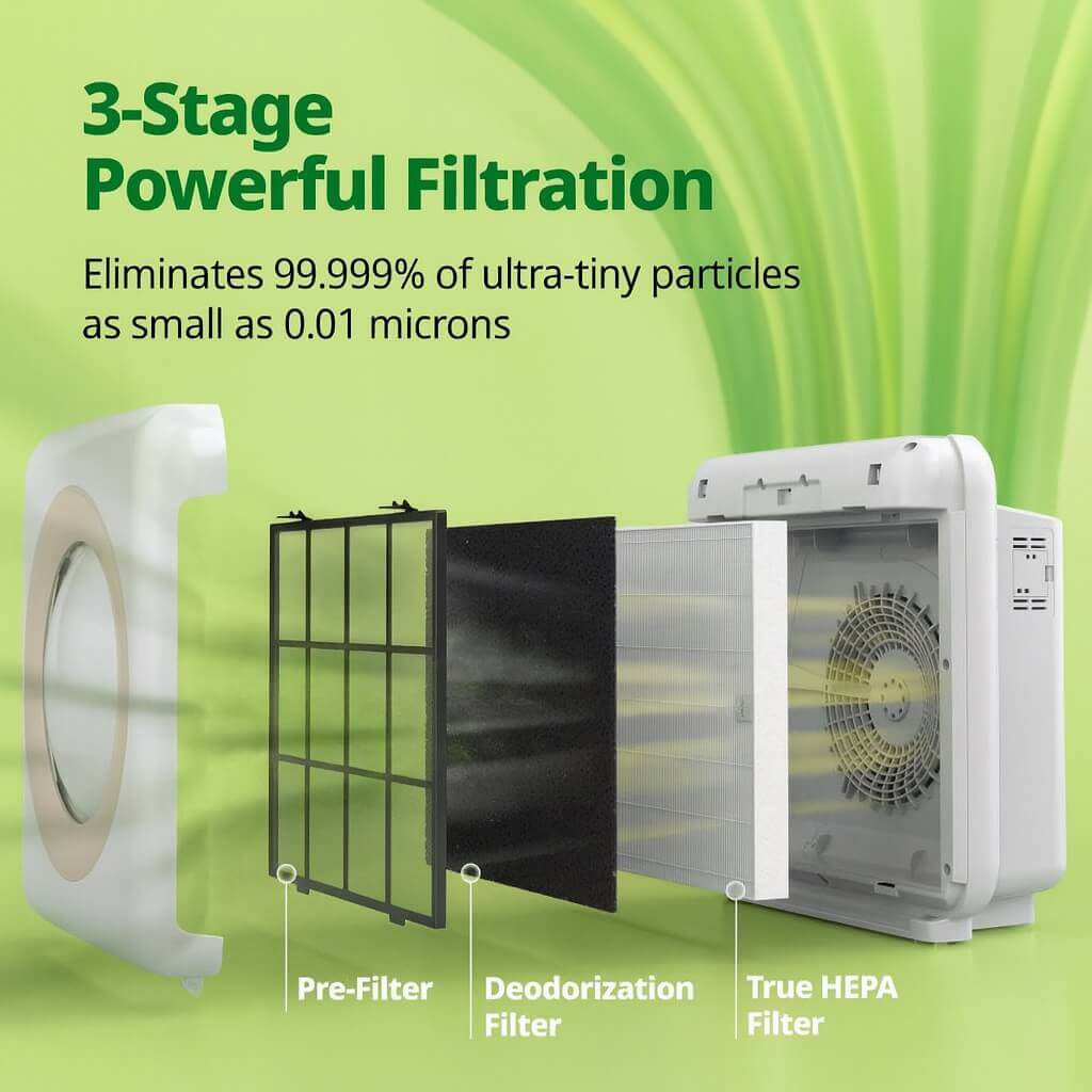Coway Airmega AP-1512HH(W) Mighty Air Purifier with True HEPA and Eco Mode