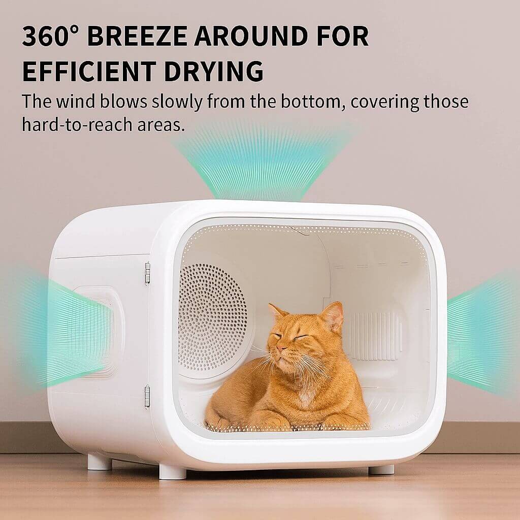 PETKIT AirSalon Max smart pet dryer with 360-degree airflow for efficient and even drying