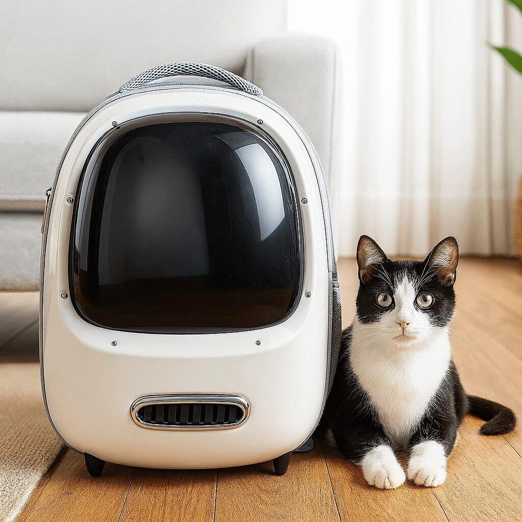 PETKIT Cat Backpack Carrier with fan, LED light, and airline-approved bubble window design