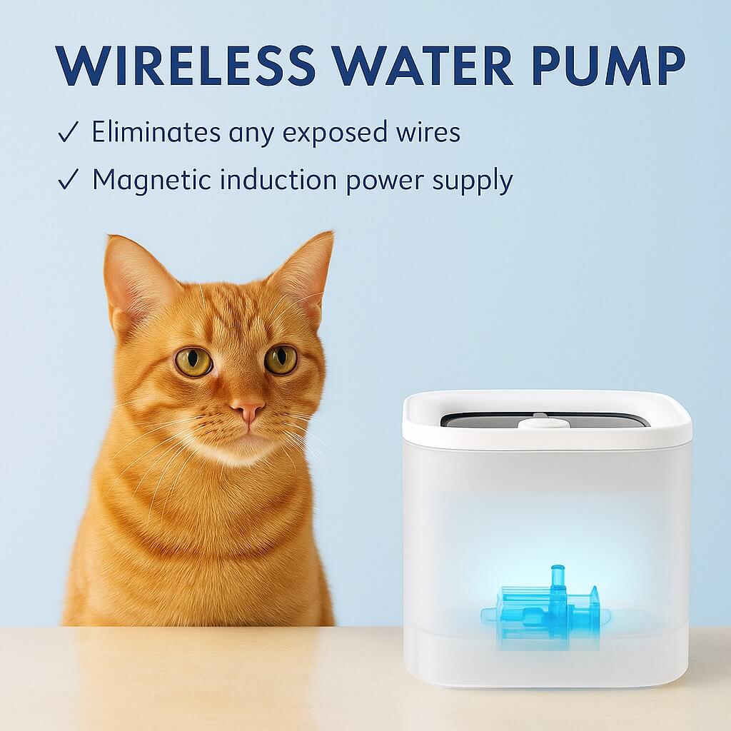 Cat drinking from PETKIT Wireless Water Fountain – 1.85L quiet pet fountain with wireless pump