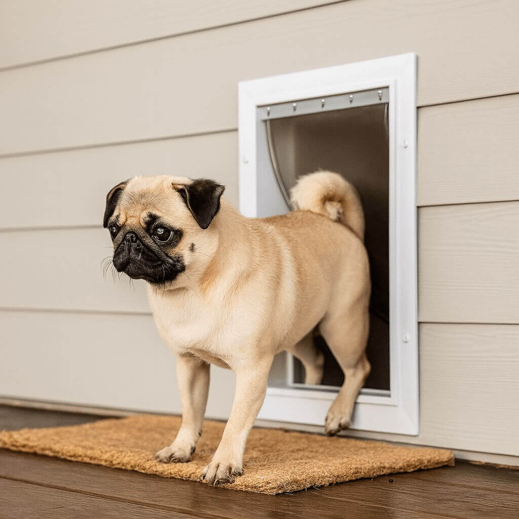 Unboxing PetSafe Wall Entry Door – includes telescoping frame, closing panel, screws and installation guide