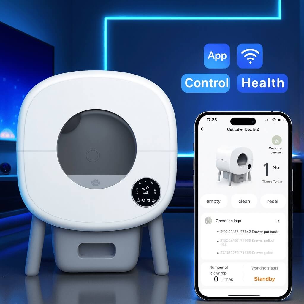 How the Cumrige Self-Cleaning Litter Box works – app control, safety sensors and auto-clean cycles