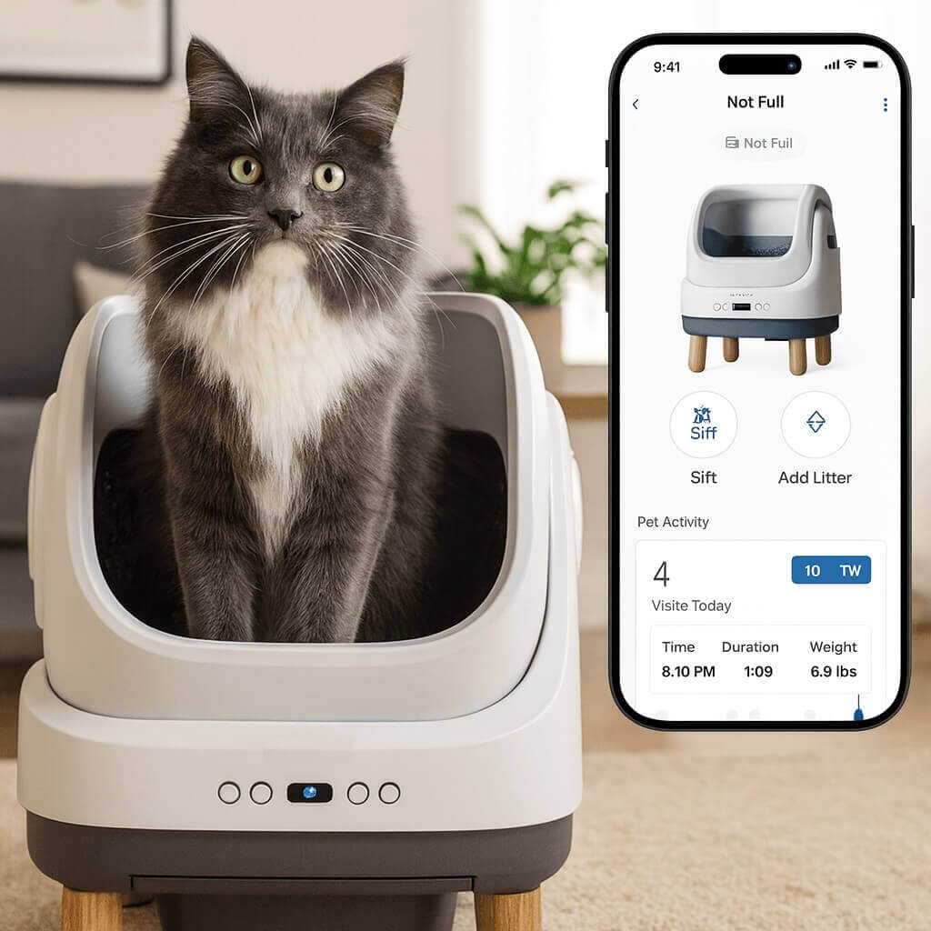 PetSafe ScoopFree OpenSky Automatic Self-Cleaning Cat Litter Box with App Control, Health Monitoring, and Odor Management